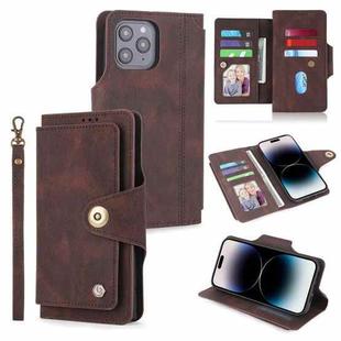 For iPhone 14 Pro POLA 9 Card-slot Oil Side Leather Phone Case(Brown)