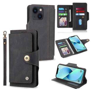 For iPhone 14 POLA 9 Card-slot Oil Side Leather Phone Case (Black)