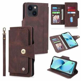 For iPhone 14 Plus POLA 9 Card-slot Oil Side Leather Phone Case (Brown)