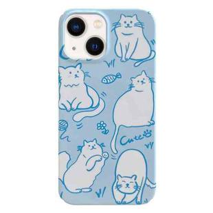 For iPhone 13 Painted Pattern PC Phone Case(Funny Cat)