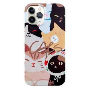 For iPhone 11 Pro Max Painted Pattern PC Phone Case (Stacked Cats)