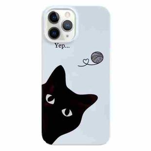 For iPhone 11 Pro Max Painted Pattern PC Phone Case (Black Cat)