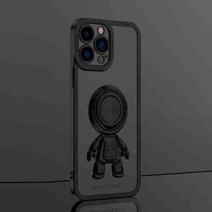 For iPhone 13 Pro Electroplate Astronaut Holder Phone Case (Black)