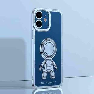 For iPhone 12 Electroplate Astronaut Holder Phone Case(Sierra Blue)