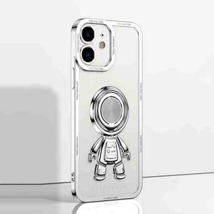 For iPhone 12 Electroplate Astronaut Holder Phone Case(White)
