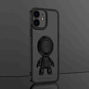 For iPhone 12 Electroplate Astronaut Holder Phone Case(Black)