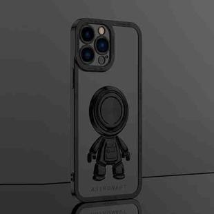 For iPhone 12 Pro Max Electroplate Astronaut Holder Phone Case(Black)