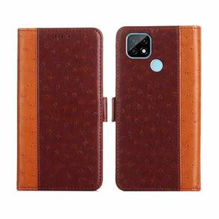 For Realme C21 Ostrich Texture Flip Leather Phone Case(Brown)
