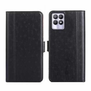 For Realme 8i Ostrich Texture Flip Leather Phone Case(Black)