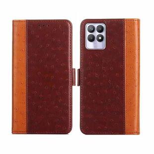 For Realme 8i Ostrich Texture Flip Leather Phone Case(Brown)