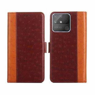 For Realme Narzo 50A Ostrich Texture Flip Leather Phone Case(Brown)