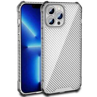For iPhone 14 Plus Carbon Fiber Texture Shockproof Phone Case (Transparent Black)