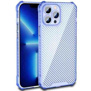 For iPhone 14 Plus Carbon Fiber Texture Shockproof Phone Case (Transparent Blue)