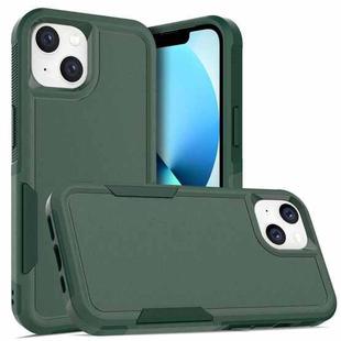 For iPhone 14 Soft TPU Hard PC Phone Case (Dark Green)