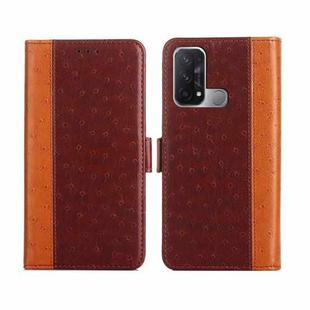 For OPPO Reno5 A Ostrich Texture Flip Leather Phone Case(Brown)