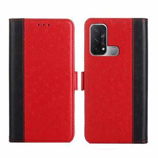 For OPPO Reno5 A Ostrich Texture Flip Leather Phone Case(Red)