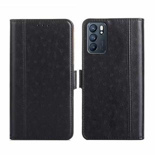 For OPPO Reno6 5G Ostrich Texture Flip Leather Phone Case(Black)