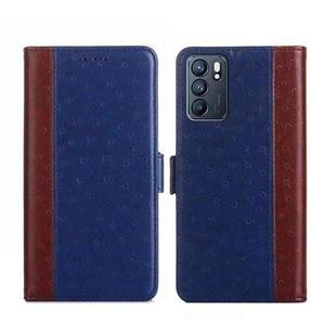 For OPPO Reno6 5G Ostrich Texture Flip Leather Phone Case(Blue)