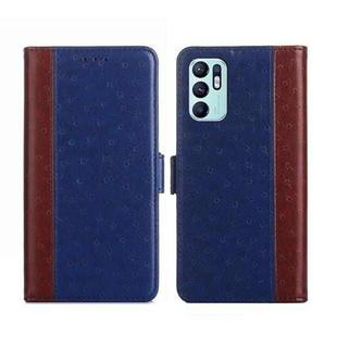 For OPPO Reno6 4G Ostrich Texture Flip Leather Phone Case(Blue)