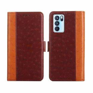 For OPPO Reno6 Pro 5G Ostrich Texture Flip Leather Phone Case(Brown)