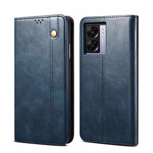 For OPPO A57/Realme Q5i/Realme V23/Realme Narzo 50 5G/A77 5G/A57 4G Oil Wax Crazy Horse Texture Leather Phone Case(Blue)