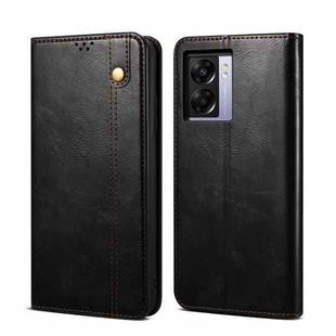 For OPPO A57/Realme Q5i/Realme V23/Realme Narzo 50 5G /A77 5G/A57 4G Oil Wax Crazy Horse Texture Leather Phone Case(Black)