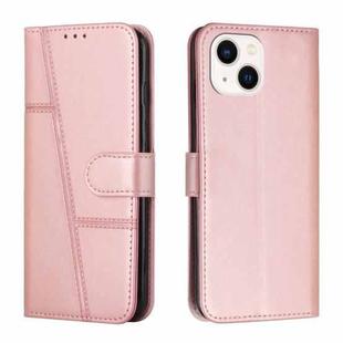 For iPhone 14 Stitching Calf Texture Buckle Leather Phone Case (Pink)