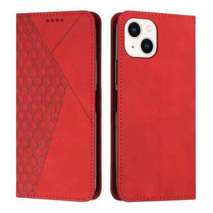 For iPhone 14 Diamond Pattern Splicing Skin Feel Magnetic Phone Case (Red)