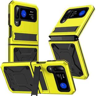 For Samsung Galaxy Z Flip3 5G Metal Shock-proof Phone Case With Holder(Yellow)