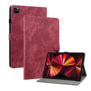 For iPad Pro 12.9 2022 / 2021 / 2020 Tiger Pattern PU Tablet Case with Sleep / Wake-up Function(Red)