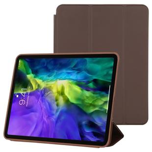 For iPad Pro 11 2022 / 2021 / 2020 3-fold Horizontal Flip Smart Leather Tablet Case with Sleep / Wake-up Function & Holder(Brown)