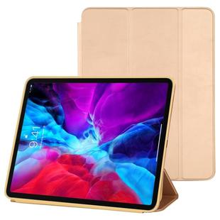 For iPad Pro 12.9 inch (2020/2021) 3-fold Horizontal Flip Smart Leather Tablet Case with Sleep / Wake-up Function & Holder(Gold)