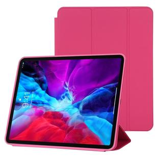 For iPad Pro 12.9 inch (2020/2021) 3-fold Horizontal Flip Smart Leather Tablet Case with Sleep / Wake-up Function & Holder(Rose Red)