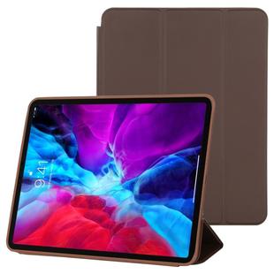 For iPad Pro 12.9 inch (2020/2021) 3-fold Horizontal Flip Smart Leather Tablet Case with Sleep / Wake-up Function & Holder(Brown)