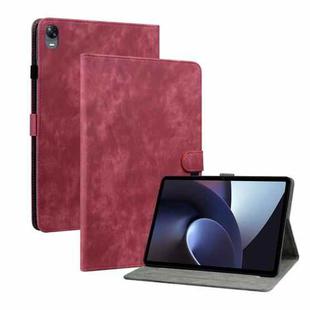 For OPPO Pad 11 Tiger Pattern PU Tablet Case(Red)