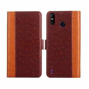 For Infinix Smart 4 Ostrich Texture Flip Leather Phone Case(Brown)