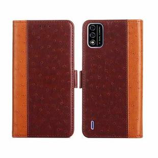 For Itel A48 Ostrich Texture Flip Leather Phone Case(Brown)