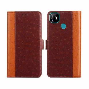 For Itel Vision 1 Ostrich Texture Flip Leather Phone Case(Brown)