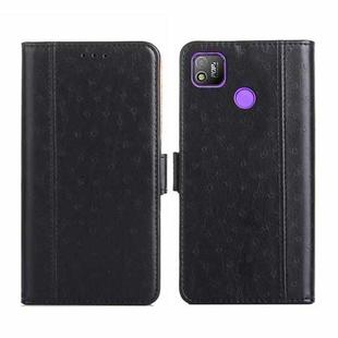 For Tecno Pop 4 Ostrich Texture Flip Leather Phone Case(Black)