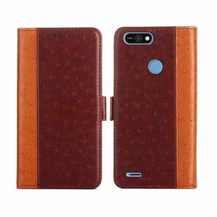 For Tecno Pop 2 / Pop 2 F / Pop 2 Pro / Pop 2 Power / Itel P13 Ostrich Texture Flip Leather Phone Case(Brown)