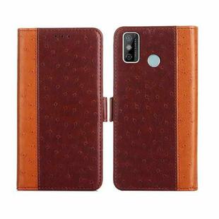 For Tecno Spark 6 Go Ostrich Texture Flip Leather Phone Case(Brown)