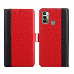 For Tecno Spark 7 Ostrich Texture Flip Leather Phone Case(Red)
