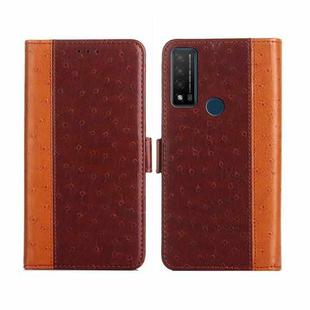 For TCL 20 R 5G / Bremen / 20 AX 5G Ostrich Texture Flip Leather Phone Case(Brown)