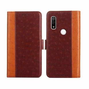 For Fujitsu Arrows WE-F-51B Ostrich Texture Flip Leather Phone Case(Brown)