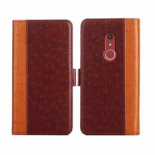 For Fujitsu Arrows Be4 Plus-F-41B Ostrich Texture Flip Leather Phone Case(Brown)