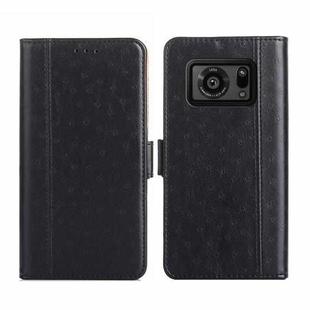 For Sharp Aquos R6 Ostrich Texture Flip Leather Phone Case(Black)