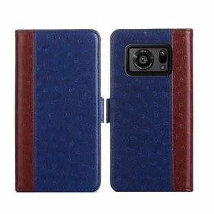 For Sharp Aquos R6 Ostrich Texture Flip Leather Phone Case(Blue)