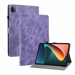 For Xiaomi Pad 5/Pad 5 Pro Tiger Pattern PU Tablet Case With Sleep / Wake-up Function(Purple)