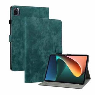 For Xiaomi Pad 5/Pad 5 Pro Tiger Pattern PU Tablet Case With Sleep / Wake-up Function(Dark Green)