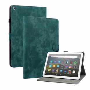 For Amazon Fire HD 8 2015/2016/2017/2018 Tiger Pattern PU Tablet Case(Dark Green)